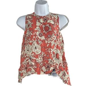 (312) GAP Sleeveless High Neck Floral Pink & White Tank